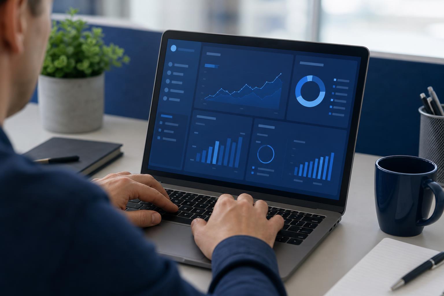 Laptop showing a clean partner portal dashboard