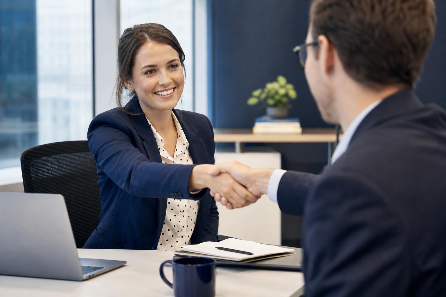 Two business people meeting and shaking hands