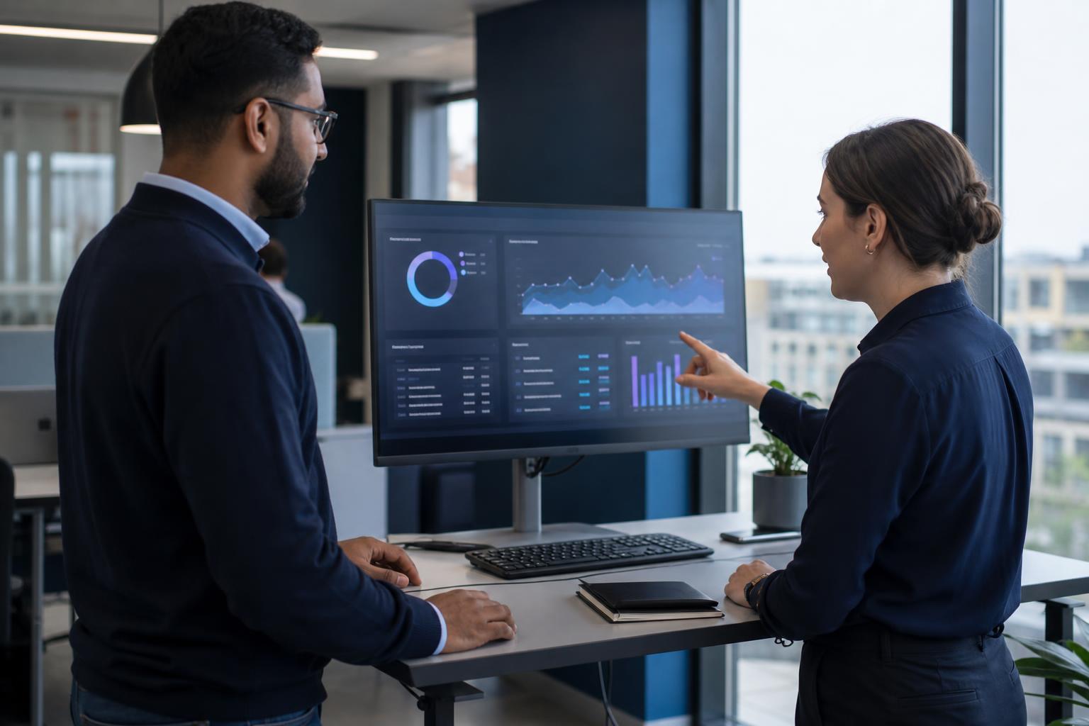 Engineer and account manager reviewing the partner portal