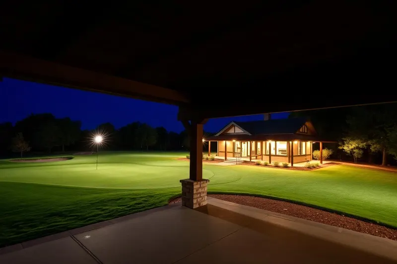 Halfway house with a wireless dish on a golf course