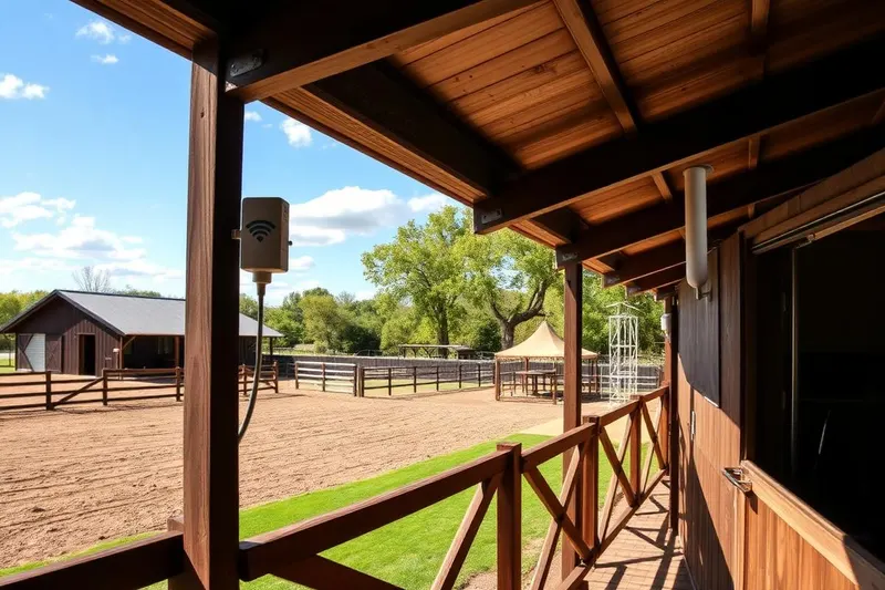 Wireless dish at an equestrian centre